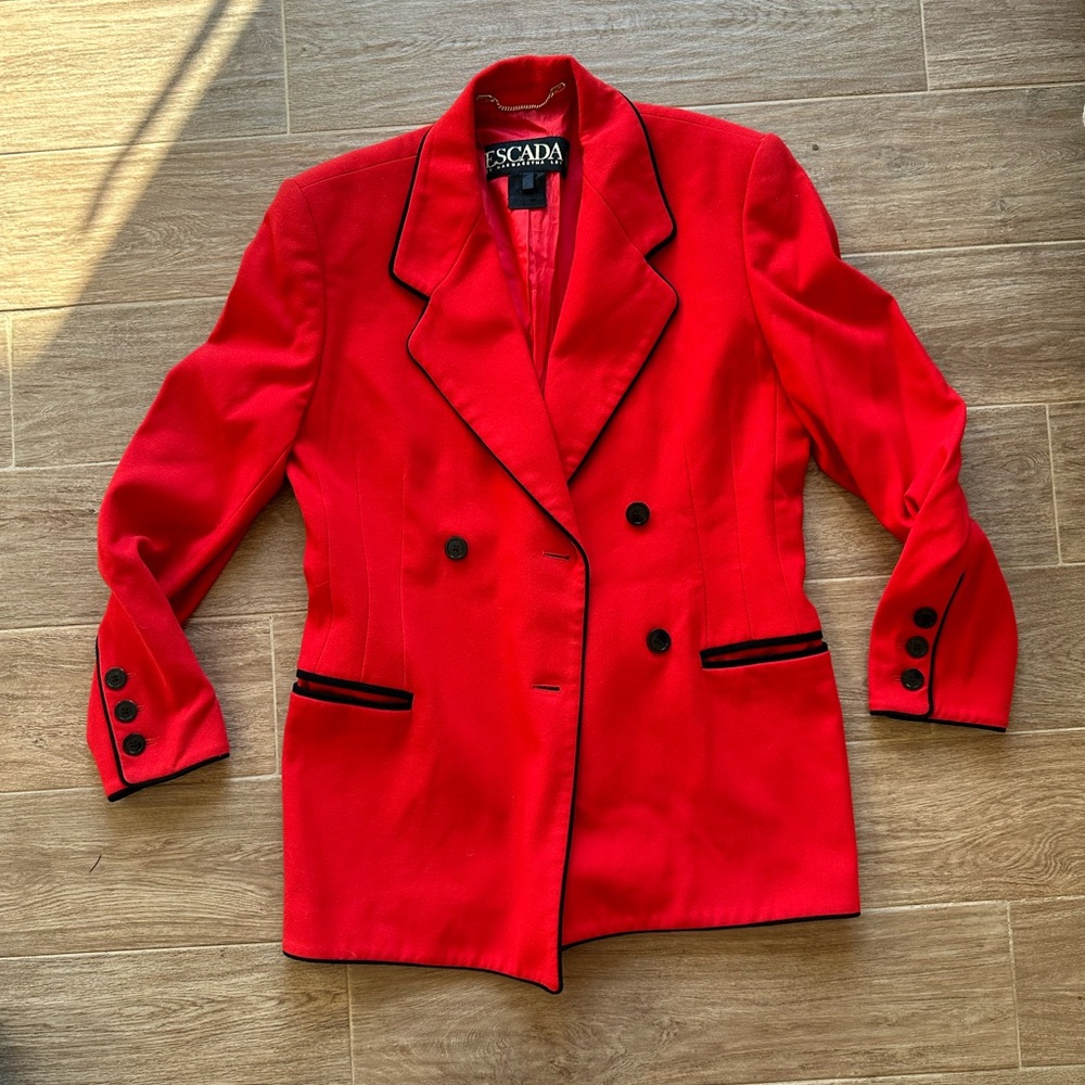 Vintage ESCADA Structurex Red and Black Oversized Blazer